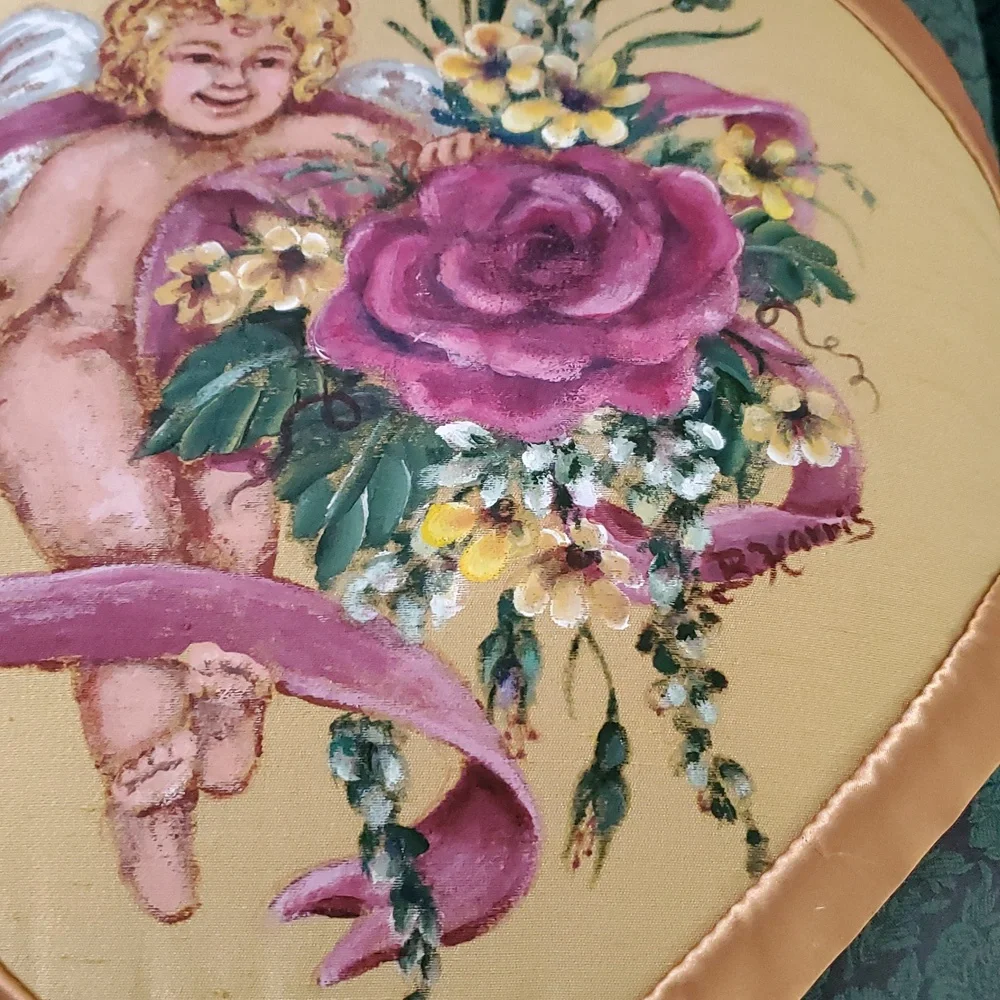 Vintage Angel Flower Unique Hand Paint Pillow.